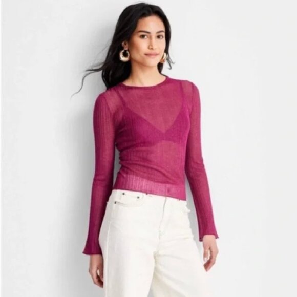 Future Collective Tops - Future Collective with Jenny K. Lopez Crewneck Sheer Sweater Top NEW S